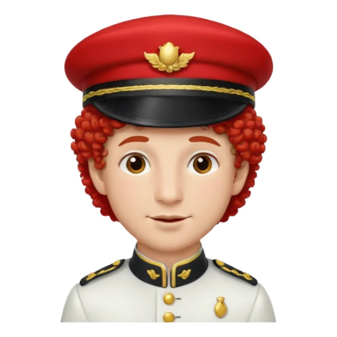 bellboy red hat face curly sticker