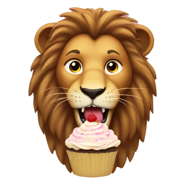 adult lion eats cupcake sticker