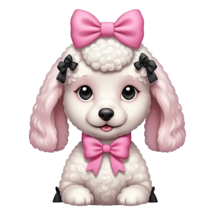 Caniche blanca  con un moño rosa sticker