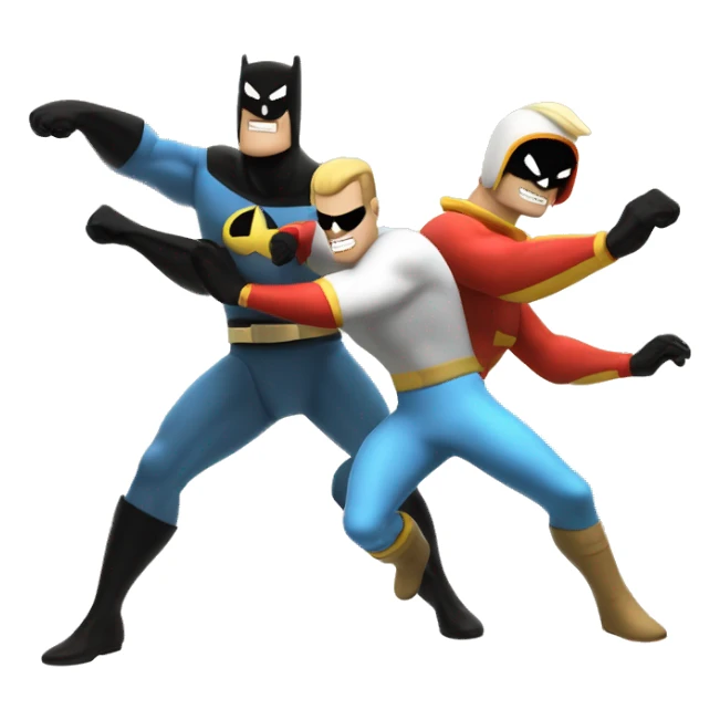 Johnny, bravo and space ghost fighting each other sticker