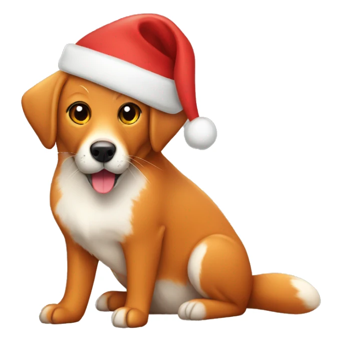Red fox Labrador with a Christmas hat  sticker