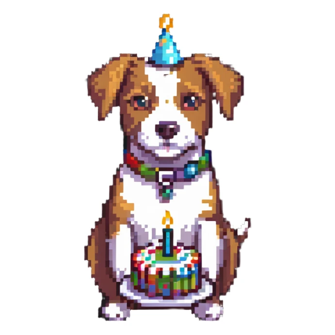 dog with birthday cake sticker