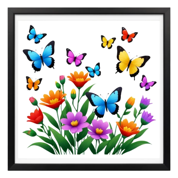 flowers butterflies frame certificates for kids sticker