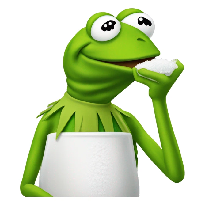Kermit the frog sniffing salt sticker