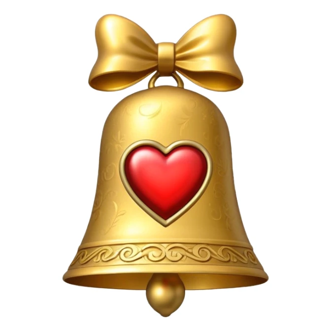 heart on gold Christmas bell sticker