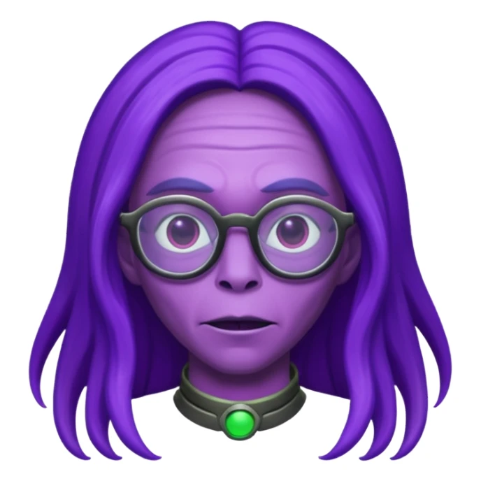long-haired alien with glasses, purple skin sticker