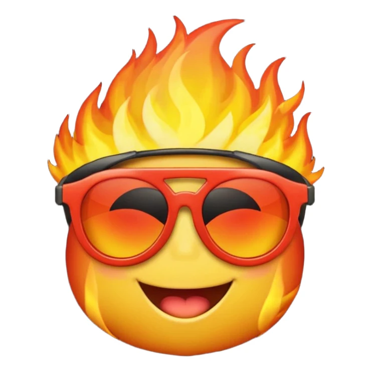 Make a fire emoji with sunglasses sticker