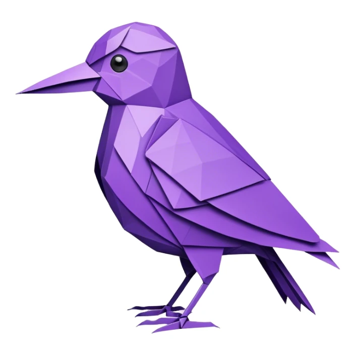 intricate purple colored bird origami  sticker
