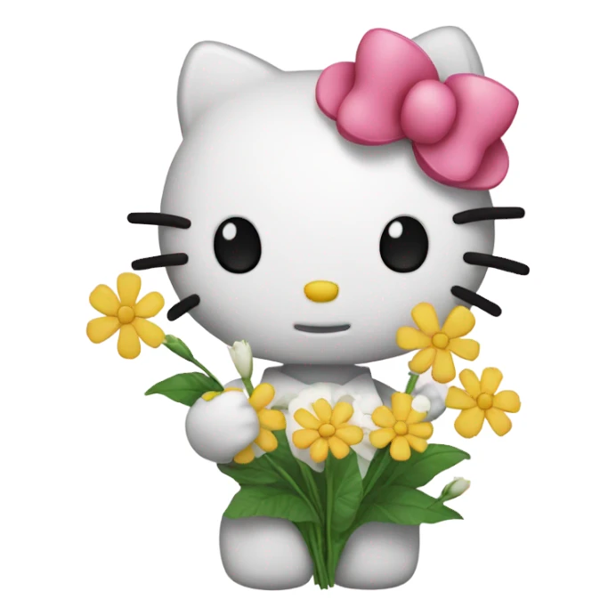 hello kitty holding flowers sticker
