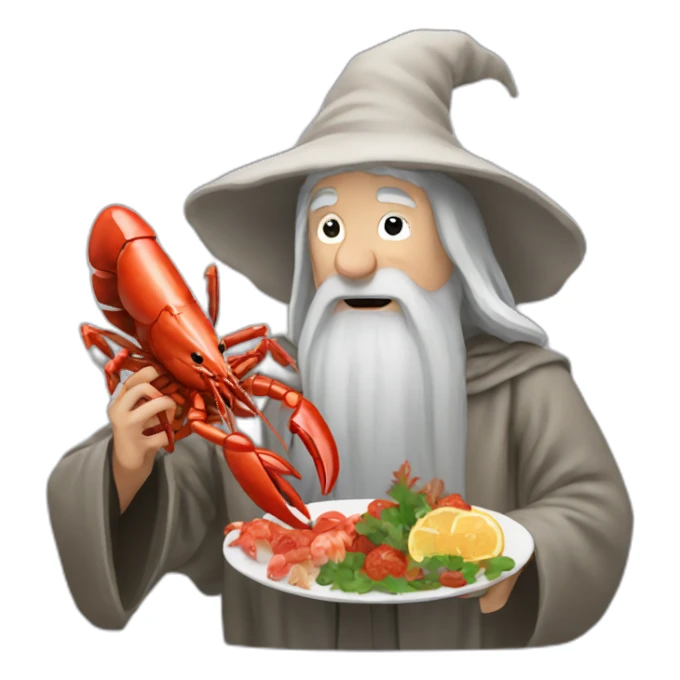 Gandalf eating a lobster sticker