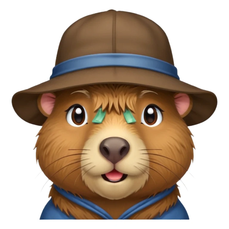 Capybara with a hat and cute sticker