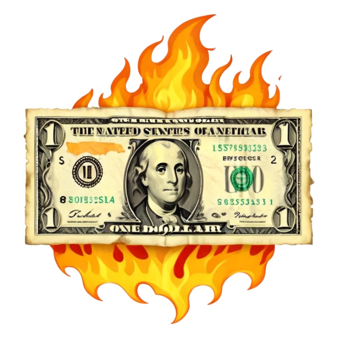 burning one money sticker