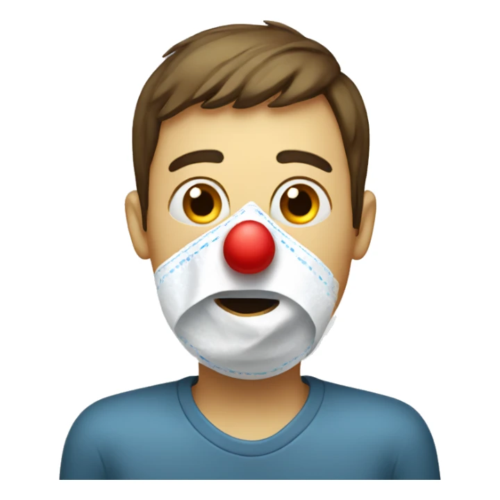 Someone with a cold and red nose and tissues sticker