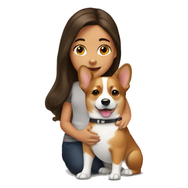 Brunette girl with corgi sticker
