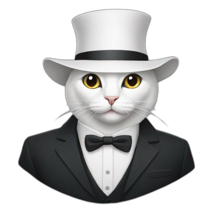 cat with white hat and black suit sticker