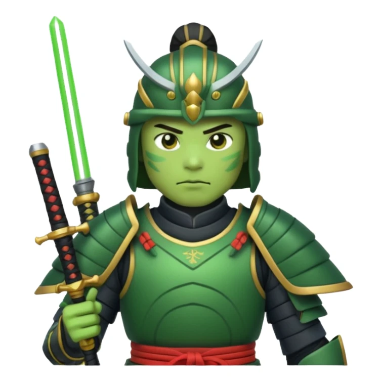 samurai with laser sword, green sticker