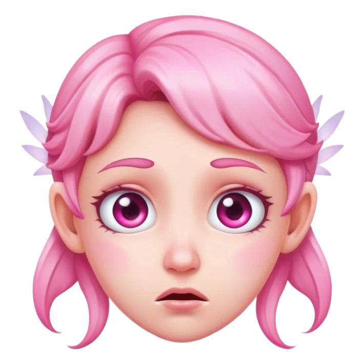 pink fairy face worried sticker