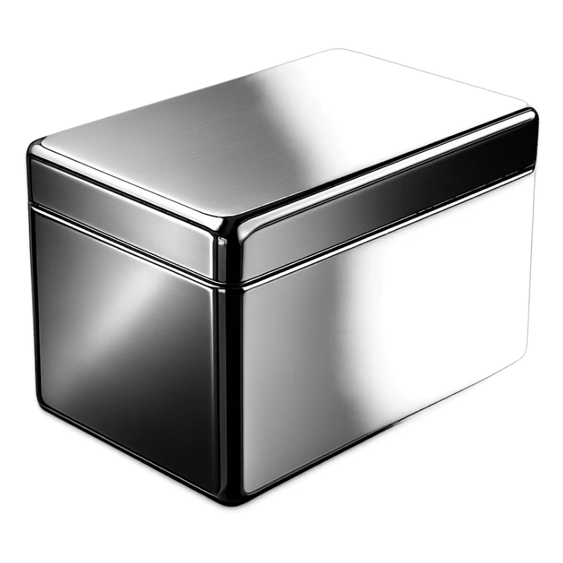 chrome style box, minimal design, mirror finish sticker