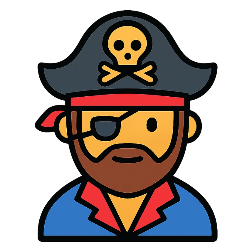 pirate icon, color outline style sticker
