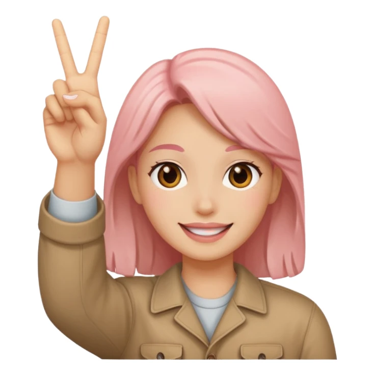 Blushing smile with a peace sign sticker