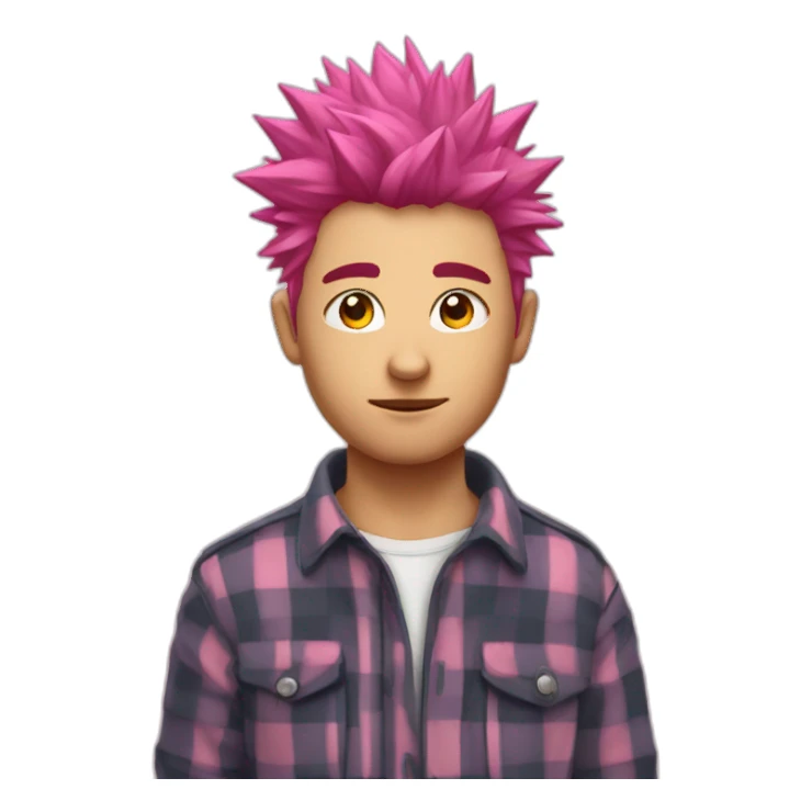 Spiky pink-haired boy In plaid  sticker