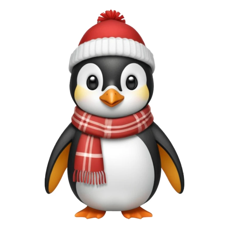 Winter penguin wearing winter clothes with winter background sticker