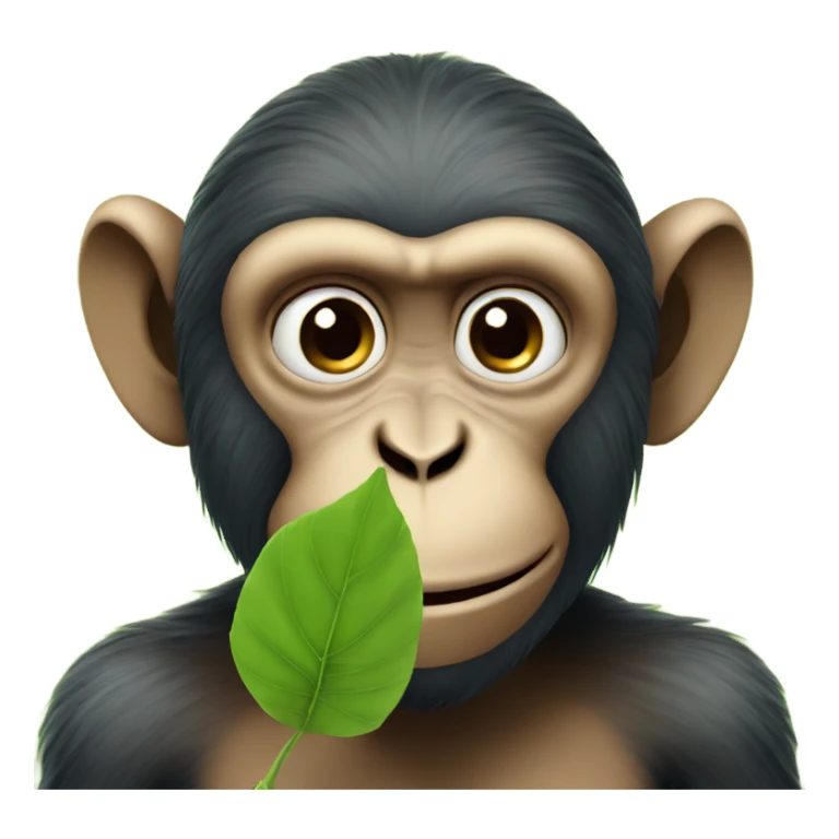 Monkey with leaf in its mouth  sticker
