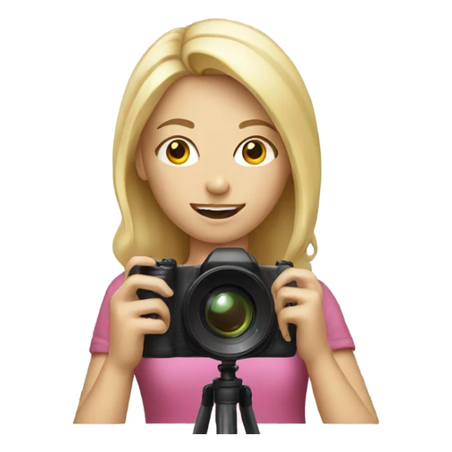 Blonde girl with camera sticker