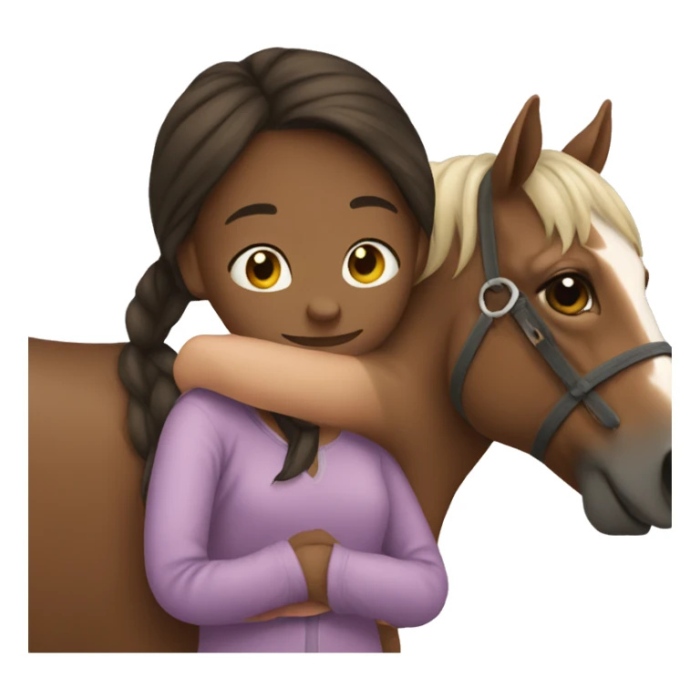 girl hugging horse sticker