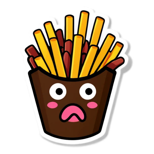 Poop eating fries sticker