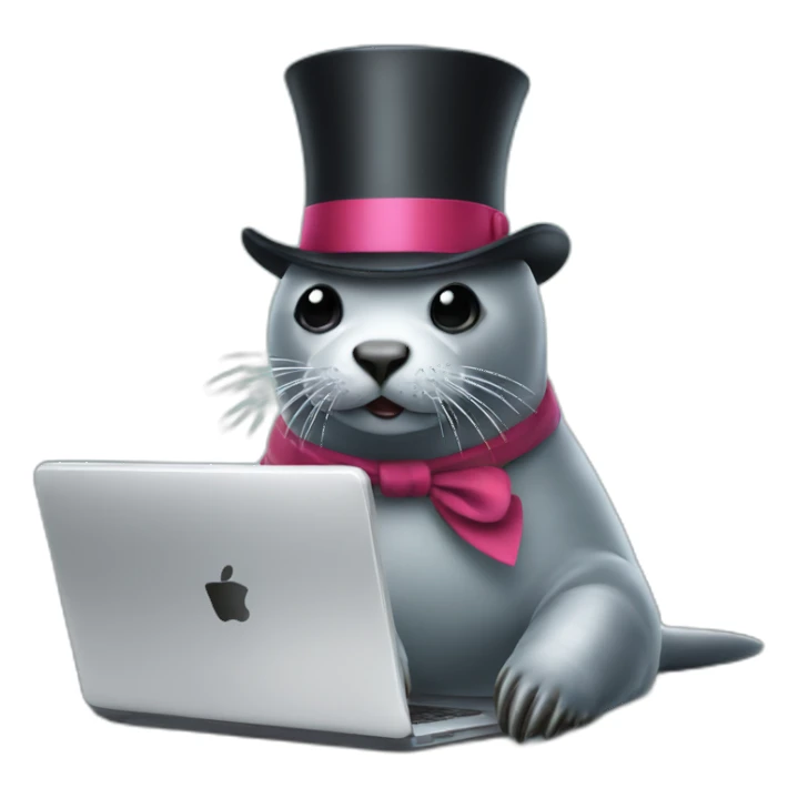 Seal wearing top hat using laptop magic wand sticker