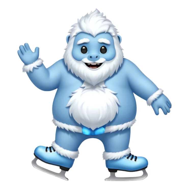 fat blue fur yeti ice skating  sticker