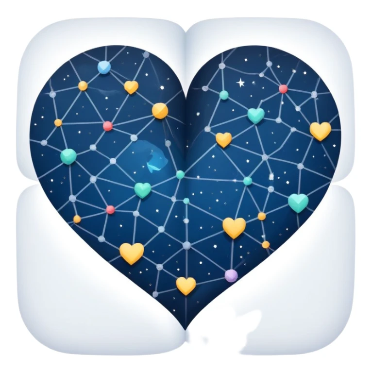 Celestial folded map with constellation heart patterns connecting like stars, cosmic exploration of love and attraction sticker