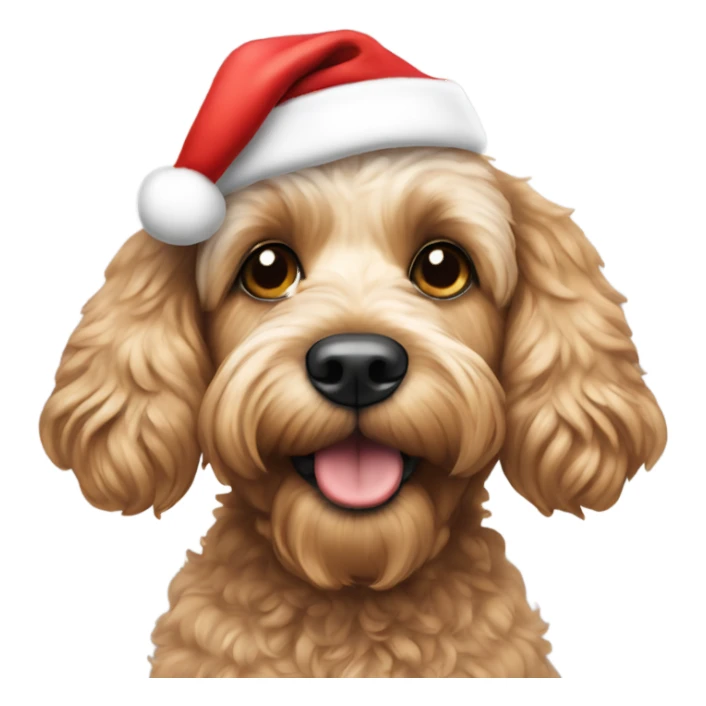 Cockapoo dog wearing Santa hat sticker