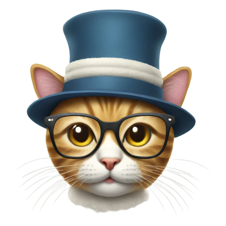 cat with hat with pompom and glasses sticker