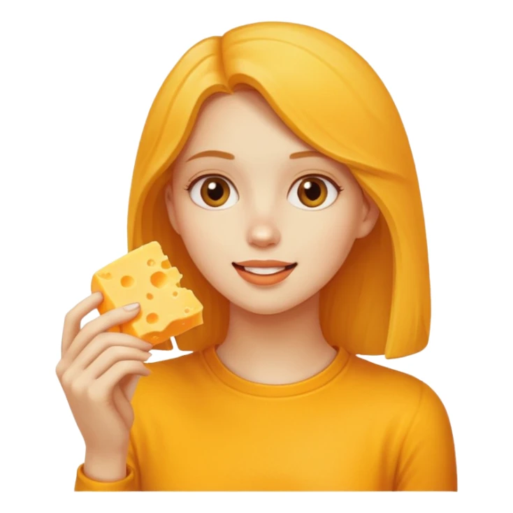 A girl eating cheese sticker