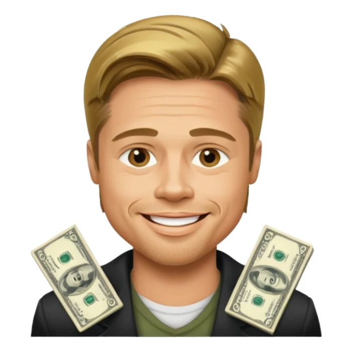 Bradd pitt with cash  sticker