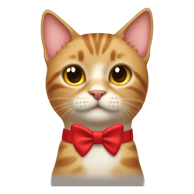 Rare Cat wearing red bow collar sticker