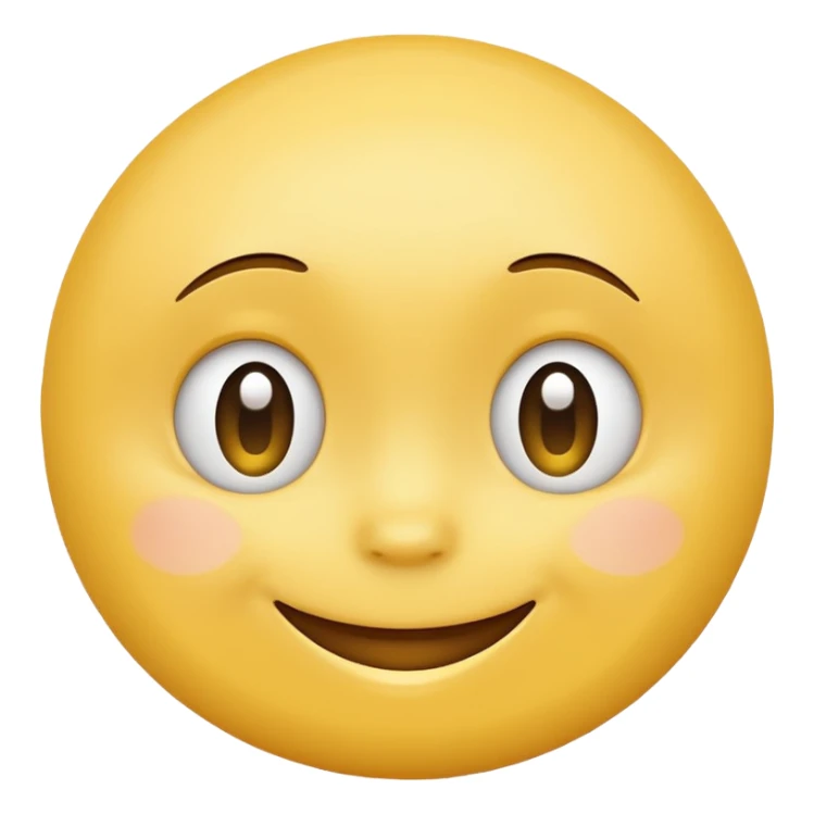 Emoji, yellow round smiling face, shy expression sticker
