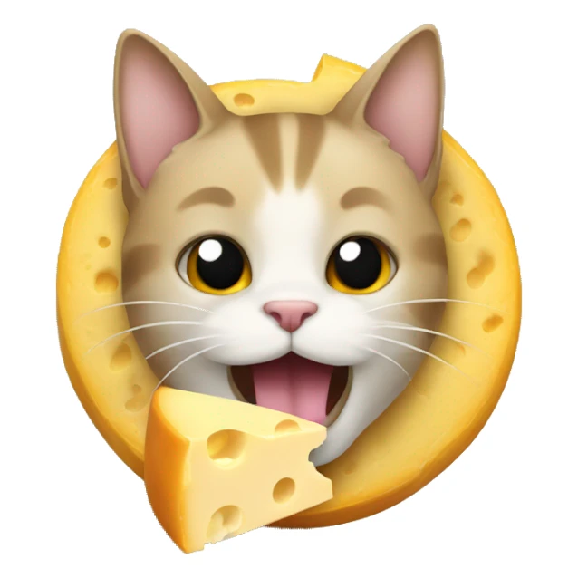 cat eating cheese sticker