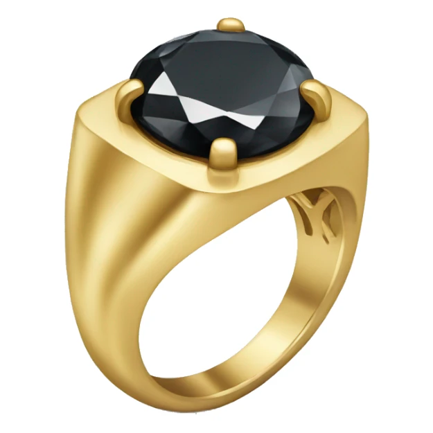 A gold ring with a black diamond sticker