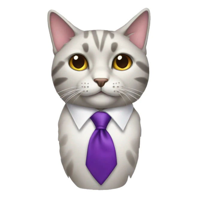 A cat with a purple tie sticker