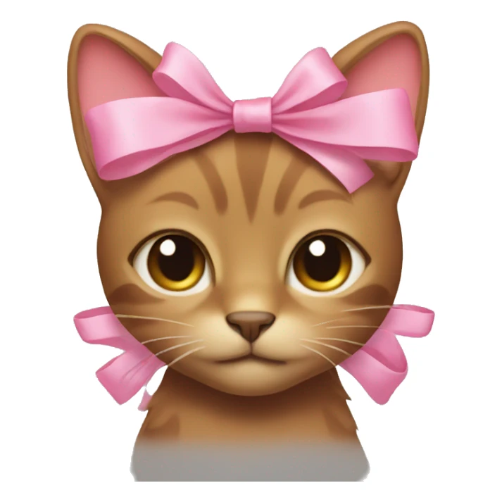Brown cat with pink bow sticker