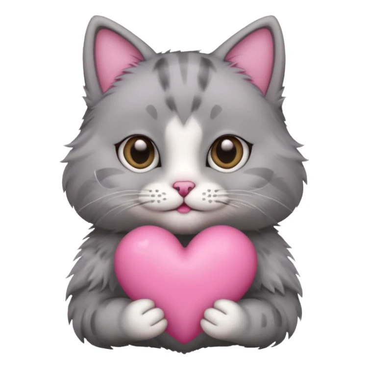 cat holding pink heart sticker