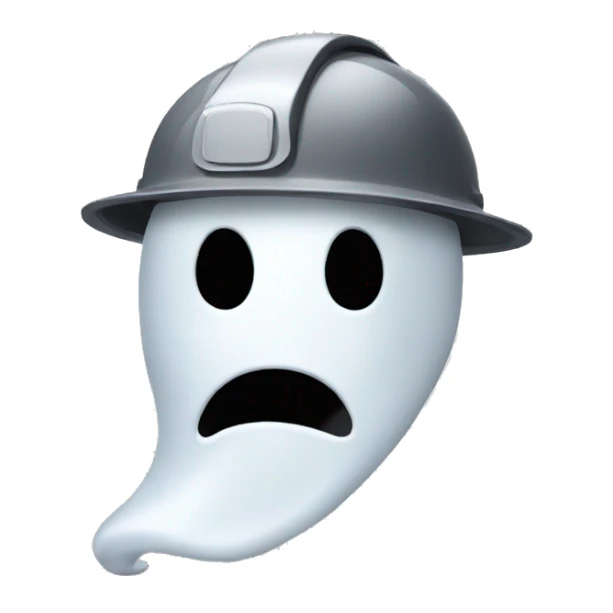 ghost wearing a hard hat sticker