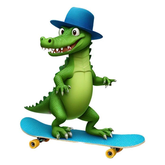 Crocodile with a blue hat on a skateboard sticker