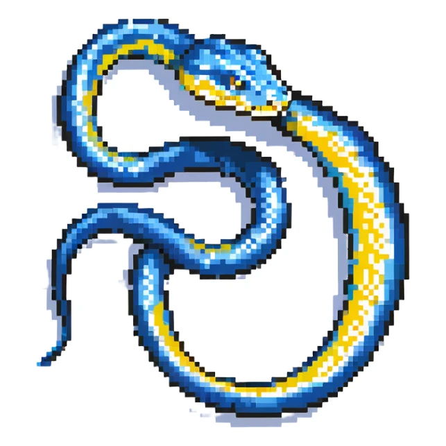 Minimalist Python programming language logo with simplified blue and yellow snake silhouette sticker