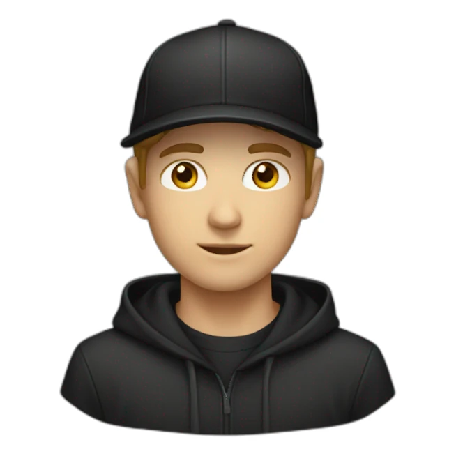 white boy black hoodies with a cap sticker