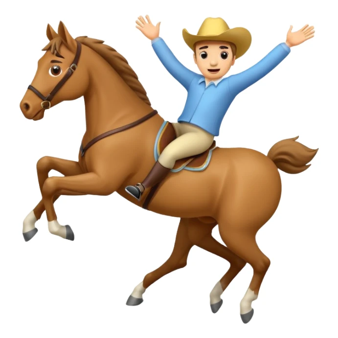 a cartoon figure tumbling from a horse sticker