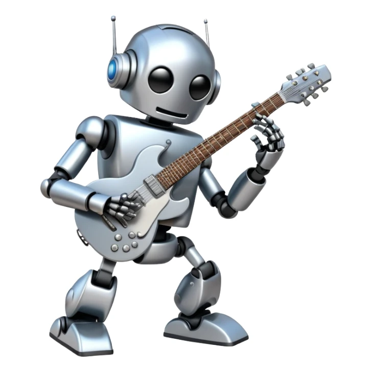 Robot playing guitar sticker